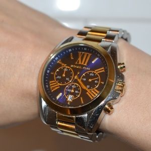 Michael Kors Gold & Silver watch w/Blue face